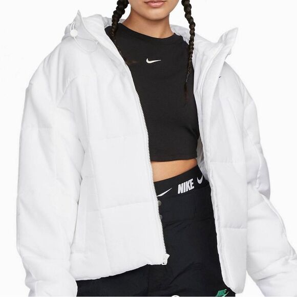 NWT Nike Essential Therma-FIT Hooded Women Puffer Jacket White XL - Picture 10 of 10